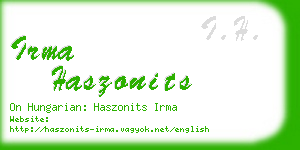 irma haszonits business card